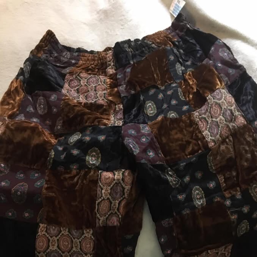 Urban Outfitters Patchwork Velvet Lounge Pants - Waist Elastic Stretched Out